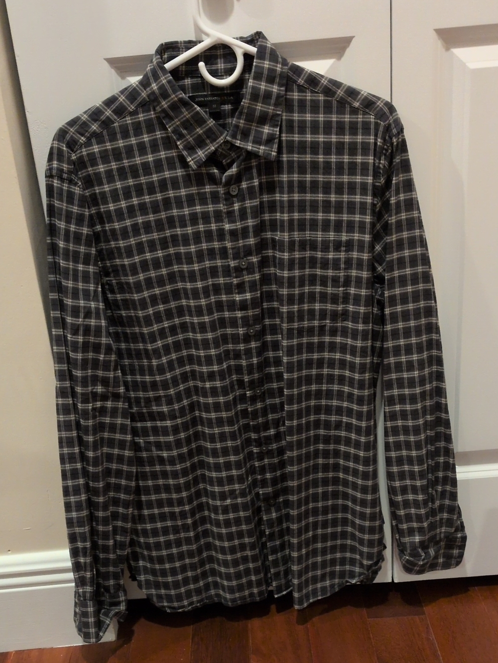 John Varvatos Gray Plaid Long Sleeve Button-Down Shirt sz M